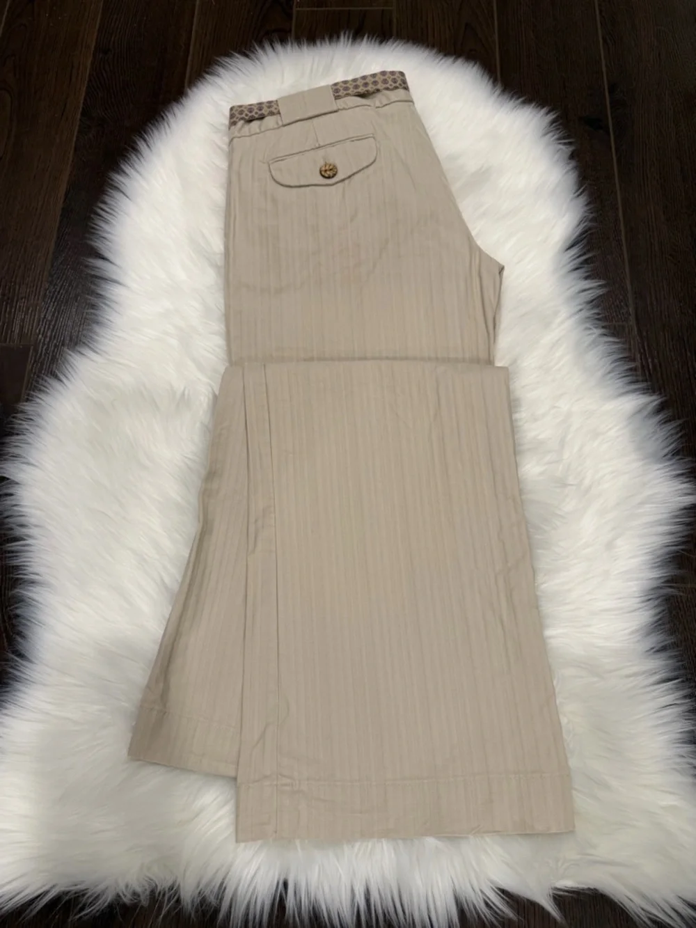 Y2K GAPstretch, Beige Stretch Ankle Wide Leg Chino with flowered tie belt - Picture 1 of 11